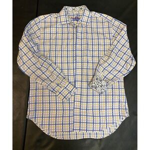 Robert Graham Men's (XL) Plaid Button Up Flip Cuff Floral Long Sleeve Shirt‎